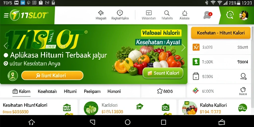 Antarmuka aplikasi 171SLOT yang intuitif untuk menghitung kalori.