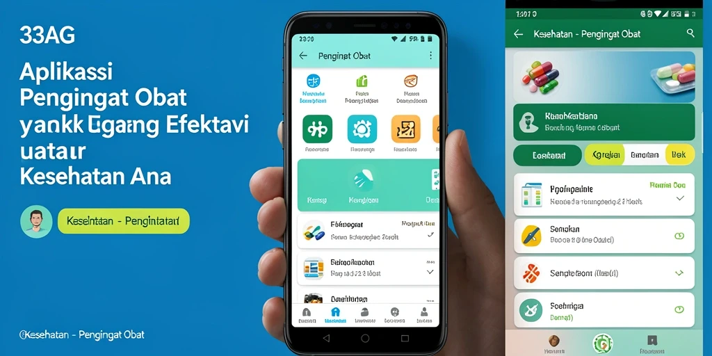 Antarmuka pengguna 33AG yang memudahkan pengingat obat.