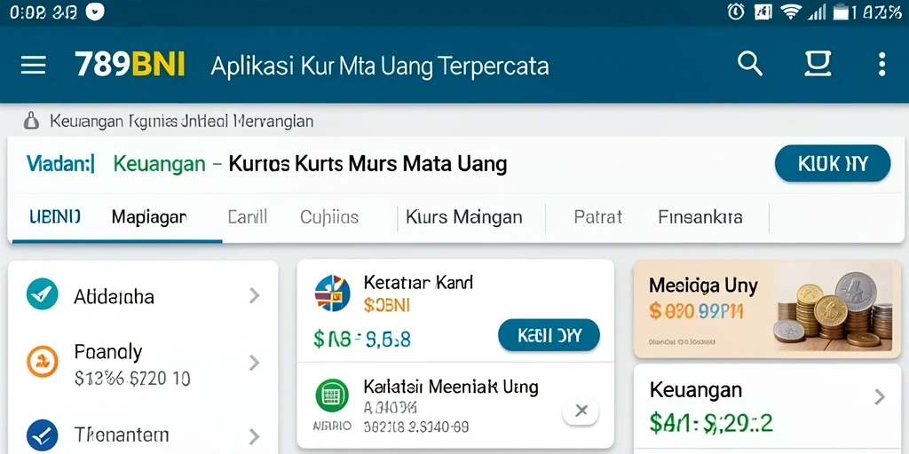 Antarmuka aplikasi 789BNI menampilkan data kurs mata uang yang jelas.