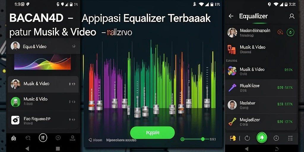 Antarmuka pengguna BACAN4D menampilkan pengaturan Equalizer yang dinamis dan interaktif.
