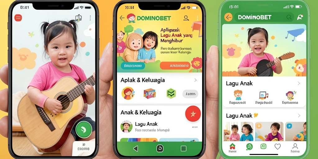 Tampilan antarmuka <strong>DOMINOBET</strong> dengan daftar lagu anak yang ceria.