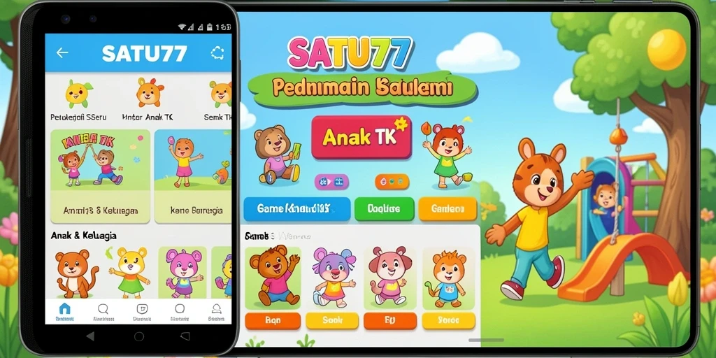 Antarmuka ceria dan interaktif dari aplikasi SATU77.