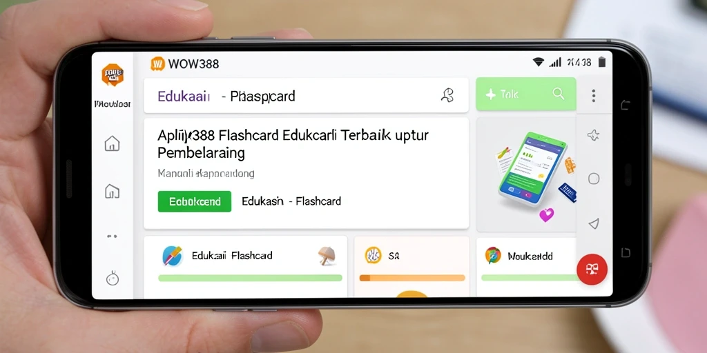 Tampilan antarmuka WOW388 dengan fitur Flashcard edukatif.